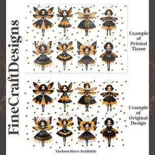 Whimsical Queen Bee Dolls Fantasy E5 Decoupage Tissue Paper