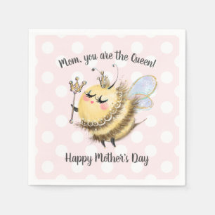 Whimsical Queen Bee Mother's Day Napkins