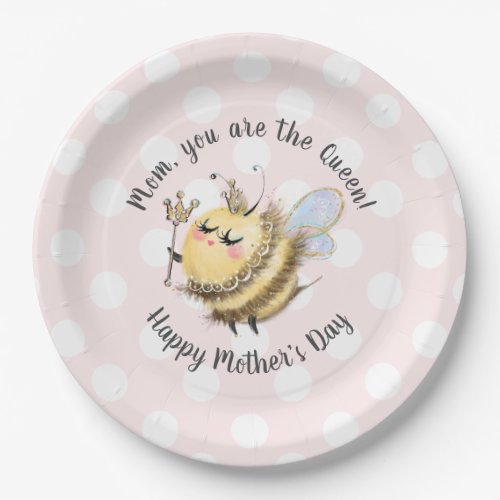 Whimsical Queen Bee Mothers Day Paper Plates