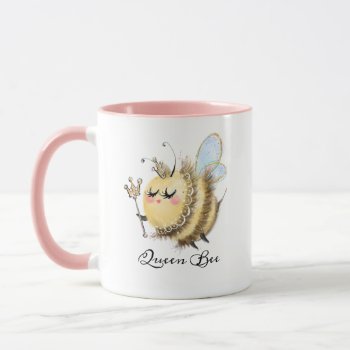 Whimsical Queen Bee With Crown And Wand Mug by DP_Holidays at Zazzle