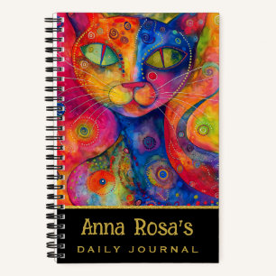 *~* Whimsical Quirky Cat AN1 Happy Colorful Notebook