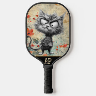 *~* Whimsical Quirky Cat AP68 Floral 17 PHOTO Pickleball Paddle