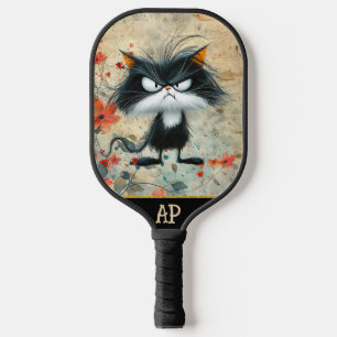 *~* Whimsical Quirky Cat AP68 Floral 21 PHOTO Pickleball Paddle