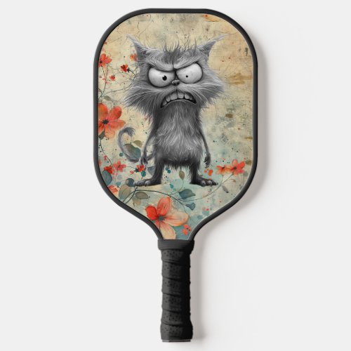 *~*  Whimsical Quirky Cat AP68 Floral 5  PHOTO Pickleball Paddle