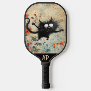 *~* Whimsical Quirky Cat AP68 Floral 8 PHOTO Pickleball Paddle