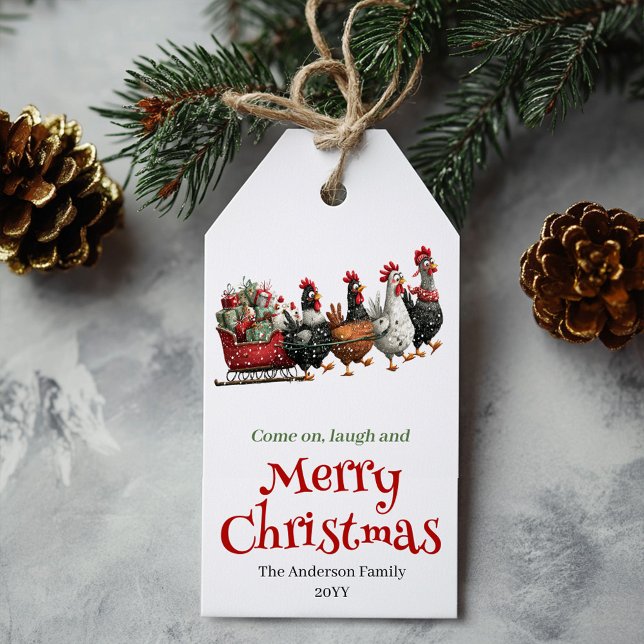 Whimsical Quirky Chickens Xmas Gift Tag (Whimsical Quirky Chickens Xmas Gift Tag)