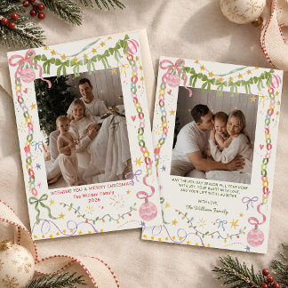 Whimsical Quirky Colorful Christmas Family Photo Holiday Card