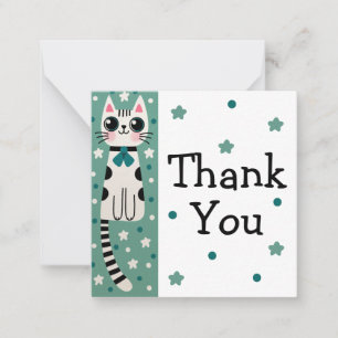 Whimsical Quirky Doodle Cat Drawing Note Card