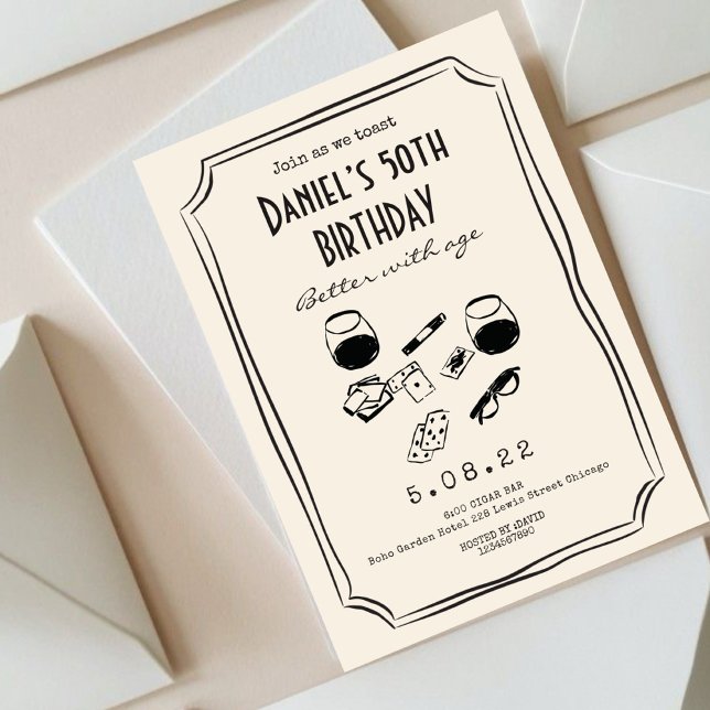 Whimsical Quirky Funky Handwritting 50th Birthday  Invitation (Creator Uploaded)