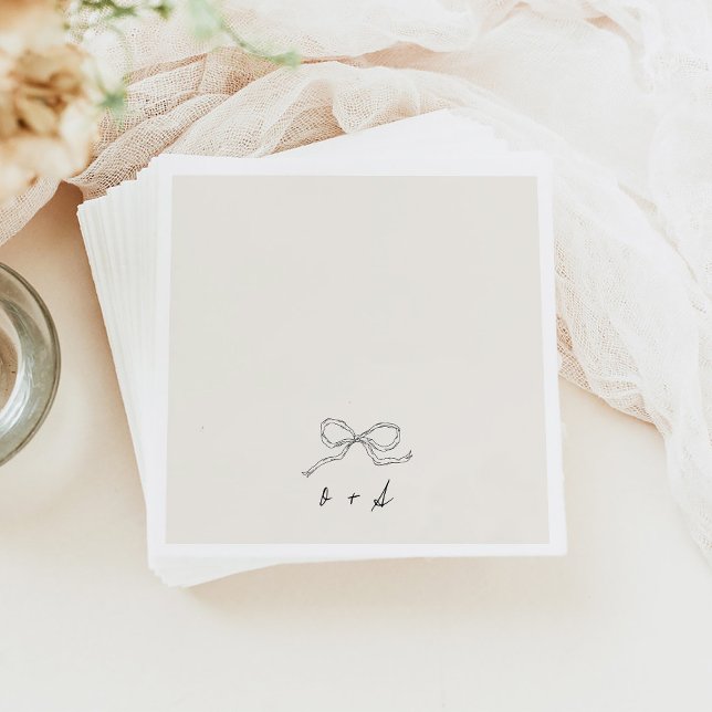 Whimsical Quirky Hand Drawn Bow Monogram Minimal Napkins (Creator Uploaded)