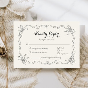 Whimsical Quirky Hand Drawn Bow RSVP Response Card