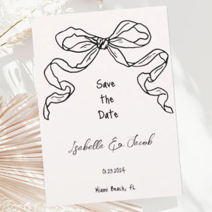 Whimsical Quirky Hand Drawn Bow Save the Date Invitation
