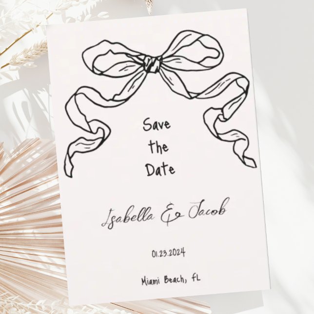 Whimsical Quirky Hand Drawn Bow Save the Date Invitation (Creator Uploaded)