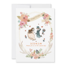 Whimsical, quirky, Hand Drawn Wedding Invitation