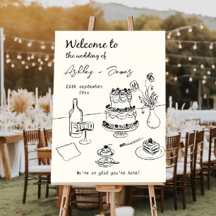 Whimsical Quirky Hand Drawn Wedding Welcome Foam Board