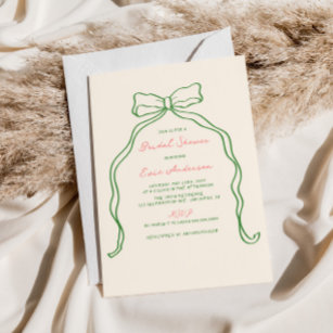 Whimsical Quirky Handwritten Bow Bridal Shower Invitation