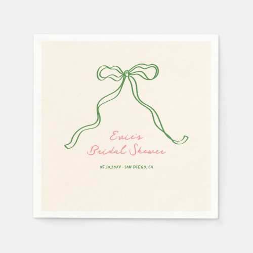 Whimsical Quirky Handwritten Bow Bridal Shower Napkins