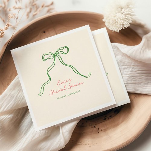 Whimsical Quirky Handwritten Bow Bridal Shower Napkins