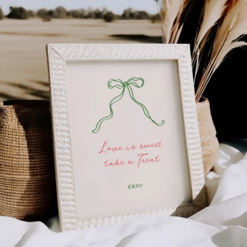 Whimsical Quirky Handwritten Bow Love is sweet Poster