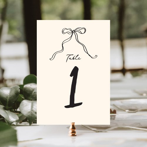 Whimsical Quirky Handwritten Bow Table Number