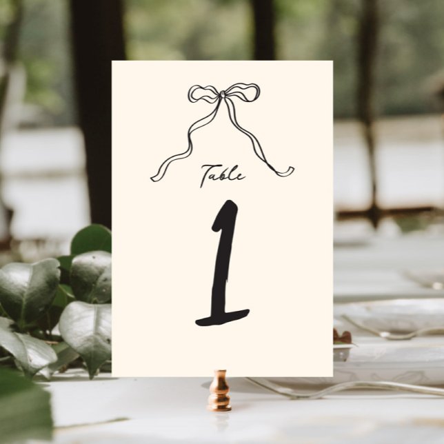 Whimsical Quirky Handwritten Bow Table Number (Creator Uploaded)