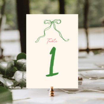Whimsical Quirky Handwritten Bow Table Number by MoonDaisyStudio at Zazzle