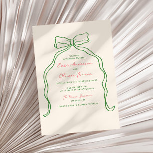 Whimsical Quirky Handwritten Bow Wedding Invitation