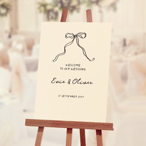 Whimsical Quirky Handwritten Bow Welcome Sign