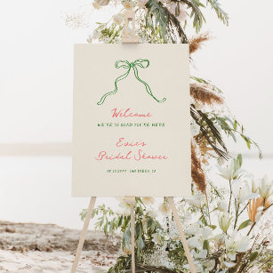 Whimsical Quirky Handwritten Bow Welcome Sign