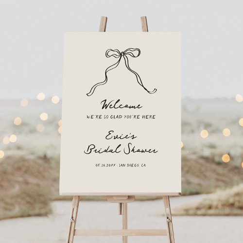 Whimsical Quirky Handwritten Bow Welcome Sign