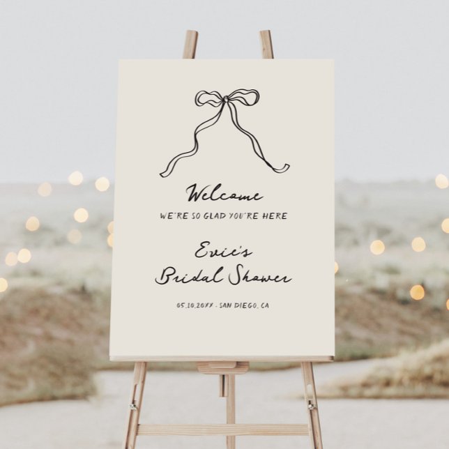 Whimsical Quirky Handwritten Bow Welcome Sign (Creator Uploaded)