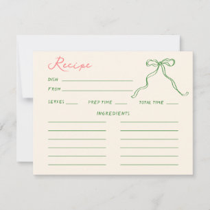 Whimsical Quirky Handwritten Bridal Shower Recipe Invitation