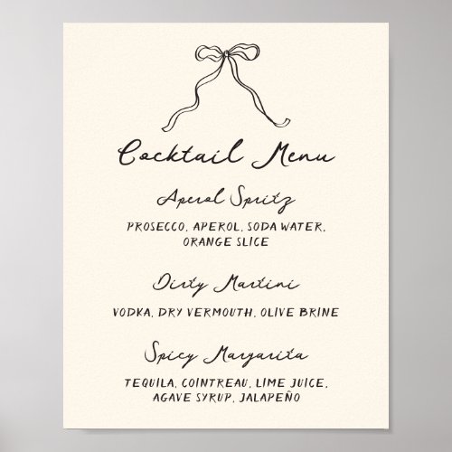 Whimsical Quirky Handwritten Cocktail Menu Poster