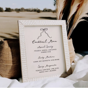 Whimsical Quirky Handwritten Cocktail Menu Poster