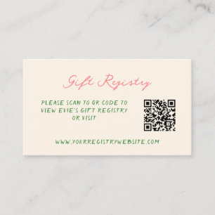 Whimsical Quirky Handwritten Gift Registry QR Code Enclosure Card