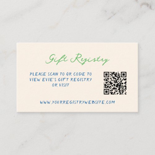 Whimsical Quirky Handwritten Gift Registry QR Code Enclosure Card