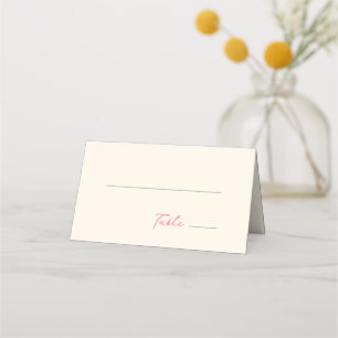 Whimsical Quirky Handwritten Green Pink Place Card