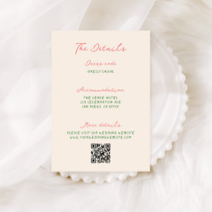Whimsical Quirky Handwritten Wedding Details Enclosure Card