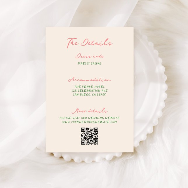 Whimsical Quirky Handwritten Wedding Details Enclosure Card (Creator Uploaded)
