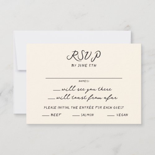 Whimsical Quirky Handwritten Wedding RSVP Card