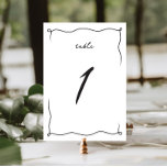 Whimsical Quirky Minimalist Hand Drawn Wedding Table Number<br><div class="desc">Whimsical black and white hand-drawn wedding table number card in a minimalist,  fun and playful style,  with casual,  handwritten font.</div>