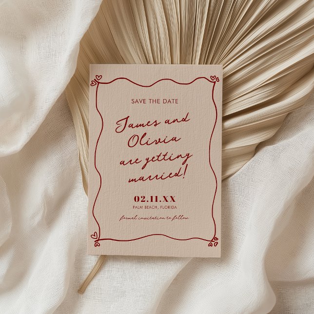 Whimsical Quirky Red Hand Drawn Wedding  Save The Date (Creator Uploaded)