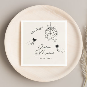 Whimsical Quirky Retro Fun French Engagement Party Napkins