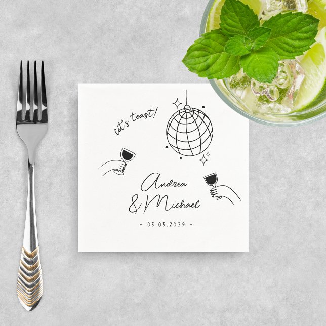 Whimsical Quirky Retro Fun French Engagement Party Napkins (Creator Uploaded)