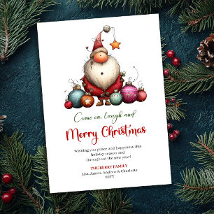 Whimsical Quirky Santa Minimalist Holiday Greeting