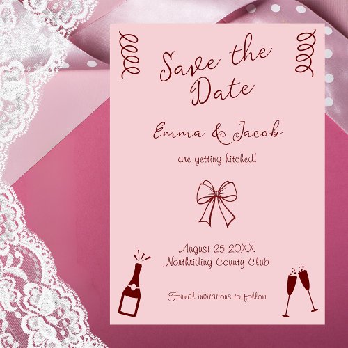 Whimsical Quirky Squiggles Pink Save the Date Invitation