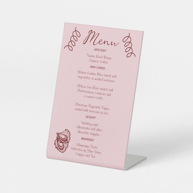 Whimsical Quirky Squiggles Pink Wedding  Pedestal Sign (Front)