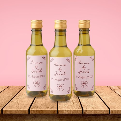 Whimsical Quirky Squiggles Pink Wedding Wine Label