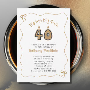 Whimsical Quirky Wavy Border 40th Birthday Invitation