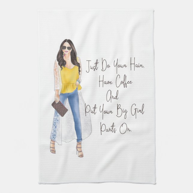 Whimsical Quote "Get Your Big Girl Pants On" Kitchen Towel (Vertical)